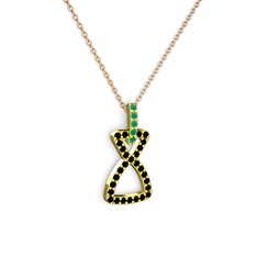 Simla Kolye - Kök zümrüt ve siyah zirkon 18 ayar altın kolye (40 cm gümüş rolo zincir) #qsi8ga