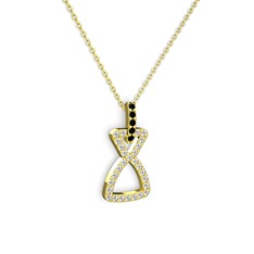 Simla Kolye - Siyah zirkon ve beyaz zirkon 18 ayar altın kolye (40 cm altın rolo zincir) #qyv4qc