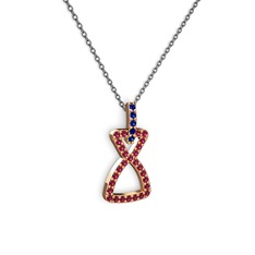 Simla Kolye - Lab safir ve rodolit garnet 925 ayar rose altın kaplama gümüş kolye (40 cm gümüş rolo zincir) #r1pc90