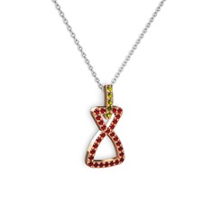 Simla Kolye - Peridot ve garnet 925 ayar rose altın kaplama gümüş kolye (40 cm gümüş rolo zincir) #ri5mur