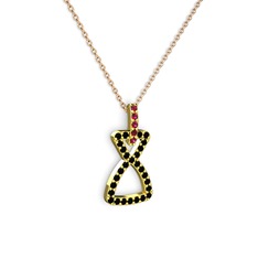 Simla Kolye - Rodolit garnet ve siyah zirkon 925 ayar altın kaplama gümüş kolye (40 cm rose altın rolo zincir) #rqoydh
