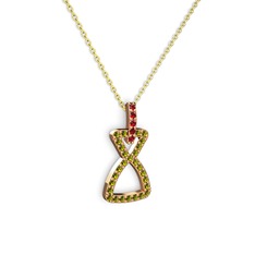 Simla Kolye - Garnet ve peridot 18 ayar rose altın kolye (40 cm altın rolo zincir) #rr3ia6