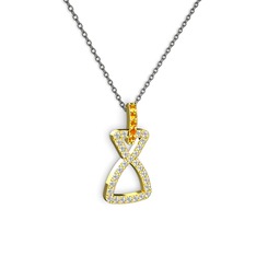 Simla Kolye - Sitrin ve swarovski 18 ayar altın kolye (40 cm gümüş rolo zincir) #rxp6ac