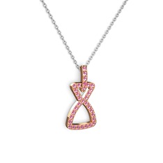 Simla Kolye - Pembe kuvars 18 ayar rose altın kolye (40 cm beyaz altın rolo zincir) #rybkqd