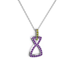Simla Kolye - Peridot ve ametist 925 ayar gümüş kolye (40 cm gümüş rolo zincir) #totg90