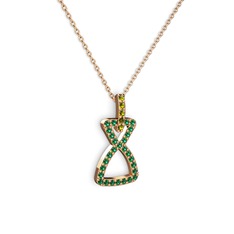 Simla Kolye - Peridot ve yeşil kuvars 14 ayar rose altın kolye (40 cm rose altın rolo zincir) #x2g05g