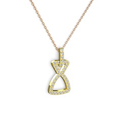 Simla Kolye - Pırlanta ve beyaz zirkon 18 ayar altın kolye (0.55 karat, 40 cm rose altın rolo zincir) #x32jkn