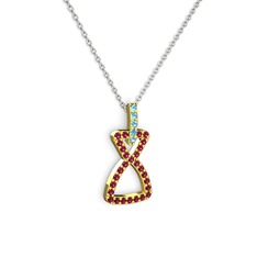 Simla Kolye - Akuamarin ve rodolit garnet 925 ayar altın kaplama gümüş kolye (40 cm gümüş rolo zincir) #xfrqxm