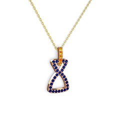 Sitrin ve lab safir 8 ayar rose altın kolye (40 cm altın rolo zincir)