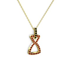 Simla Kolye - Siyah zirkon ve garnet 18 ayar altın kolye (40 cm gümüş rolo zincir) #ykbu4p