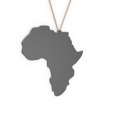 Afrika Kolye - 925 ayar siyah rodyum kaplama gümüş kolye (40 cm rose altın rolo zincir) #1mjwt7k