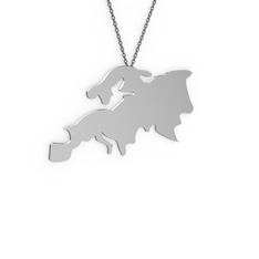 14 ayar beyaz altın kolye (40 cm gümüş rolo zincir)