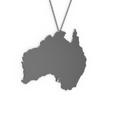 Avustralya Kolye - 925 ayar siyah rodyum kaplama gümüş kolye (40 cm gümüş rolo zincir) #1t8ofnq