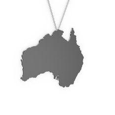 Avustralya Kolye - 925 ayar siyah rodyum kaplama gümüş kolye (40 cm beyaz altın rolo zincir) #i1p39