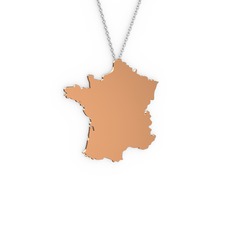 Fransa Kolye - 18 ayar rose altın kolye (40 cm beyaz altın rolo zincir) #10xelhs