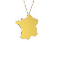Fransa Kolye - 14 ayar altın kolye (40 cm rose altın rolo zincir) #1151rod