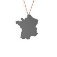 Fransa Kolye - 925 ayar siyah rodyum kaplama gümüş kolye (40 cm rose altın rolo zincir) #1clubg0