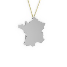 Fransa Kolye - 18 ayar beyaz altın kolye (40 cm gümüş rolo zincir) #1m9i2lz