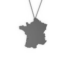 Fransa Kolye - 925 ayar siyah rodyum kaplama gümüş kolye (40 cm gümüş rolo zincir) #1qxoru0