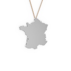 Fransa Kolye - 8 ayar beyaz altın kolye (40 cm rose altın rolo zincir) #2n3iwe