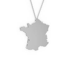 Fransa Kolye - 14 ayar beyaz altın kolye (40 cm gümüş rolo zincir) #tw5j05