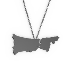 İstanbul Kolye - 925 ayar siyah rodyum kaplama gümüş kolye (40 cm gümüş rolo zincir) #remdc2