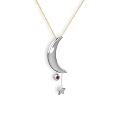 Rodolit garnet 8 ayar beyaz altın kolye (40 cm altın rolo zincir)