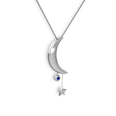 Lab safir 925 ayar gümüş kolye (40 cm gümüş rolo zincir)