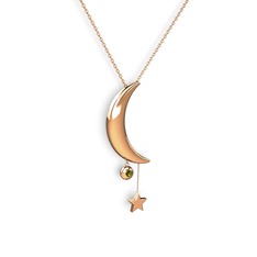 Peridot 8 ayar rose altın kolye (40 cm gümüş rolo zincir)