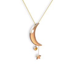 Sitrin 925 ayar rose altın kaplama gümüş kolye (40 cm gümüş rolo zincir)