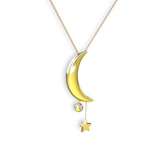 Elmas 14 ayar altın kolye (0.036 karat, 40 cm rose altın rolo zincir)