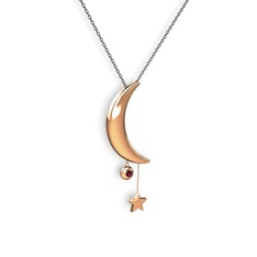 Rodolit garnet 14 ayar rose altın kolye (40 cm gümüş rolo zincir)