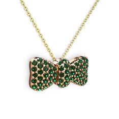 Taşlı Fiyonk Kolye - Yeşil kuvars 925 ayar rose altın kaplama gümüş kolye (40 cm gümüş rolo zincir) #1cdw5kn