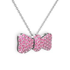 Pembe kuvars 925 ayar gümüş kolye (40 cm gümüş rolo zincir)