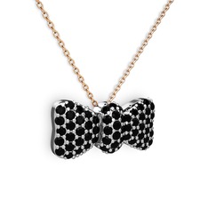 Siyah zirkon 8 ayar beyaz altın kolye (40 cm gümüş rolo zincir)