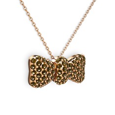 Dumanlı kuvars 925 ayar rose altın kaplama gümüş kolye (40 cm rose altın rolo zincir)