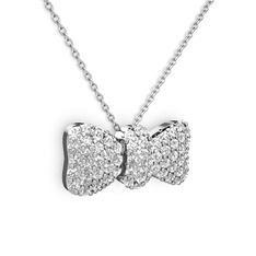 Taşlı Fiyonk Kolye - Swarovski 925 ayar gümüş kolye (40 cm beyaz altın rolo zincir) #qsz4eu