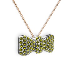 Peridot 18 ayar beyaz altın kolye (40 cm gümüş rolo zincir)