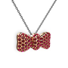 Rodolit garnet 8 ayar rose altın kolye (40 cm gümüş rolo zincir)