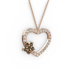 Maita Kalp Kolye - Dumanlı kuvars ve swarovski 18 ayar rose altın kolye (40 cm rose altın rolo zincir) #16cy5dl