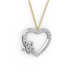 Maita Kalp Kolye - Pırlanta ve swarovski 925 ayar gümüş kolye (0.216 karat, 40 cm altın rolo zincir) #16mjfrm