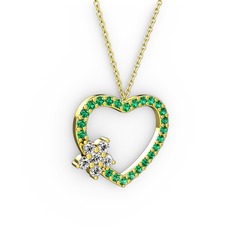 Maita Kalp Kolye - Swarovski ve yeşil kuvars 14 ayar altın kolye (40 cm altın rolo zincir) #17o9pjq
