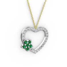Maita Kalp Kolye - Yeşil kuvars ve swarovski 925 ayar gümüş kolye (40 cm gümüş rolo zincir) #190v00m
