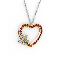 Maita Kalp Kolye - Beyaz zirkon ve garnet 925 ayar altın kaplama gümüş kolye (40 cm beyaz altın rolo zincir) #1bc7i9f