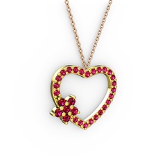 Maita Kalp Kolye - Rodolit garnet 925 ayar altın kaplama gümüş kolye (40 cm rose altın rolo zincir) #1bj503i