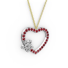 Maita Kalp Kolye - Swarovski ve garnet 18 ayar beyaz altın kolye (40 cm altın rolo zincir) #1d3dryq