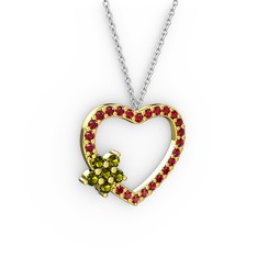 Maita Kalp Kolye - Peridot ve garnet 925 ayar altın kaplama gümüş kolye (40 cm beyaz altın rolo zincir) #1eoaj8d