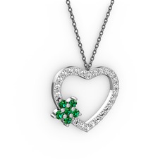 Yeşil kuvars ve swarovski 925 ayar gümüş kolye (40 cm gümüş rolo zincir)