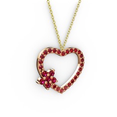 Rodolit garnet ve garnet 18 ayar rose altın kolye (40 cm altın rolo zincir)