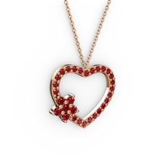 Maita Kalp Kolye - Garnet 14 ayar rose altın kolye (40 cm rose altın rolo zincir) #1jdb7ly
